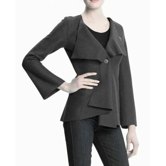 B5 NEW BEYOND THREADS Mayu Draped Lapel Charcoal Felted Alpaca Jacket Sz XS $328 - Picture 1 of 8